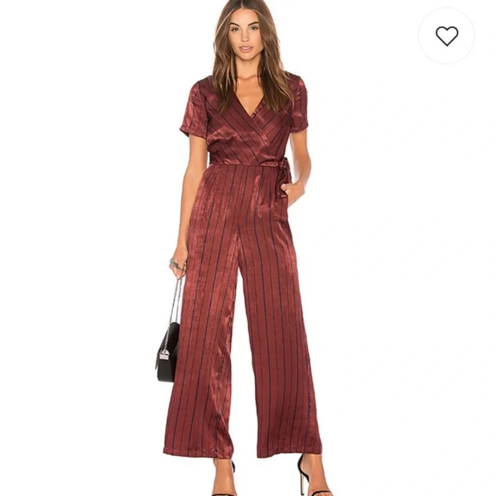 J.O.A stripe short sleeve jumpsuit